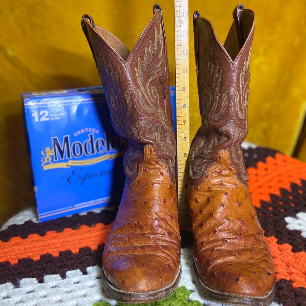 LUCCHESE Full Quill Ostrich Boots